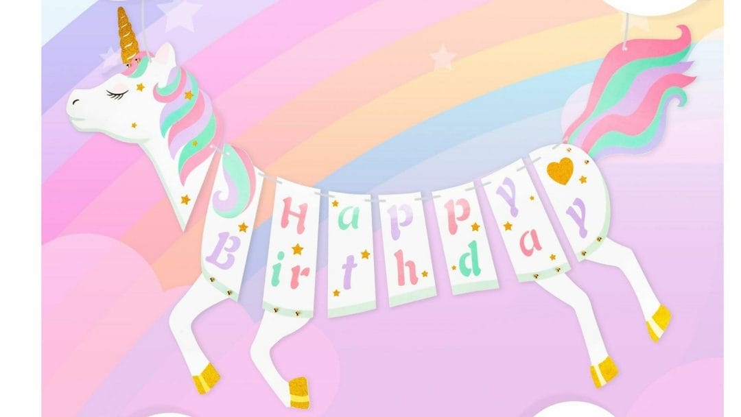 Unicorn Happy Birthday banner